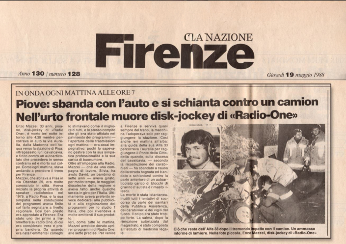 Il giorno in cui perdemmo Enzo Mazzei.